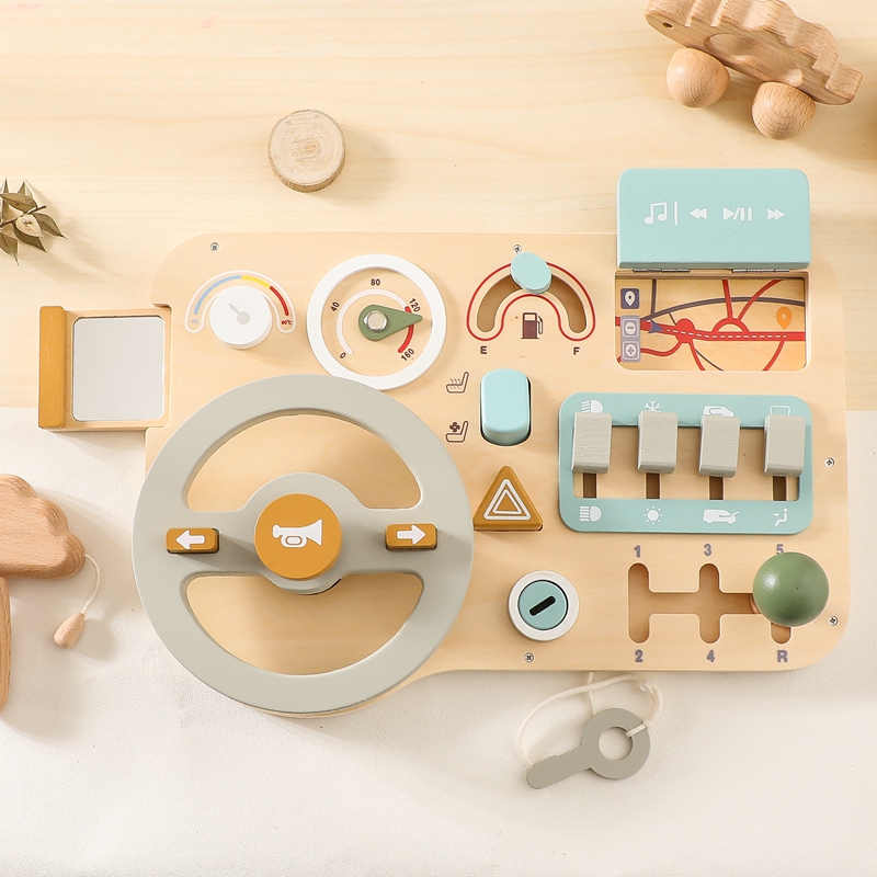 Board Game Quarto - Montessori-Spielzeug für Kinder, Auto-Busy-Board, Baby-Holzspielzeug, Aktivitäts-Busyboard-Spiele