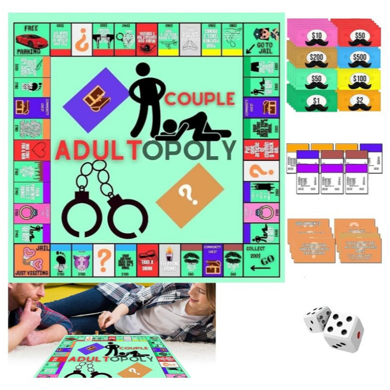 Board Game Monopoli - Paar-Schachbrett-Monopoly-Partyspiel, Erwachsenen-Paar-Dating-Spielabend für Verschiedene Feste, Brettspiel-Geschenke