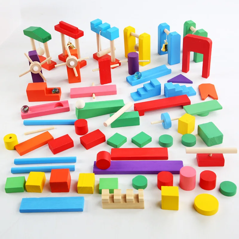 Board Game Monopoli - Montessori Holz Regenbogen Domino Spielzeug Institution