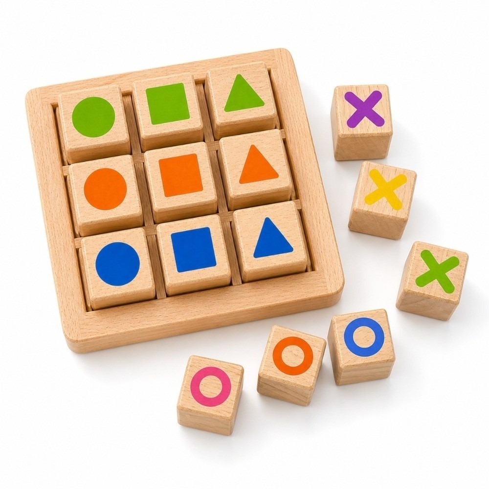 Board Game For 5 Players - Tragbares Holz-Tic-Tac-Toe, handgefertigtes Holzdesign, Lehrreiches Brettspiel