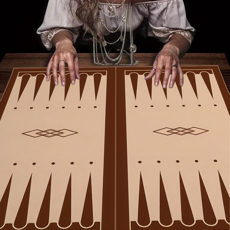 Board Game Zenith - 1 Stück braunes Backgammon-Brett, bedruckte Tarot-Tischdecke