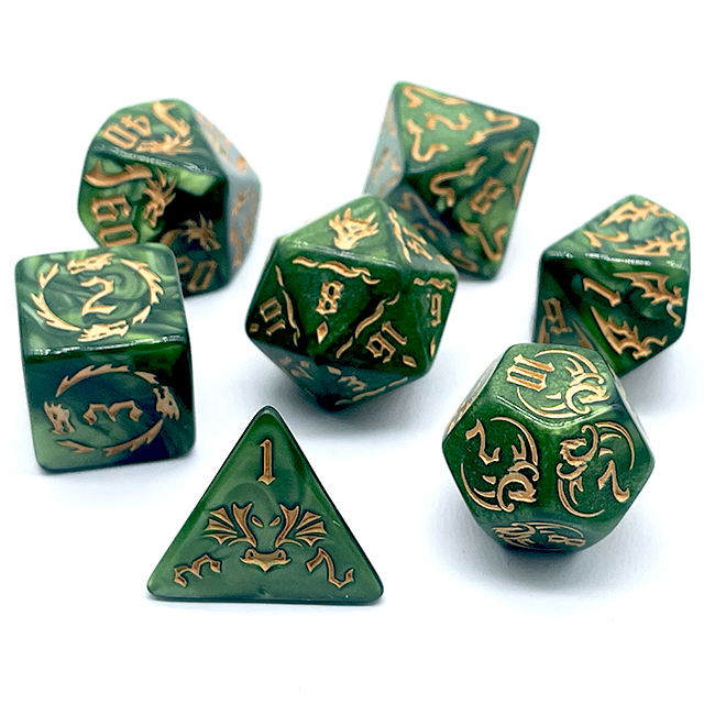 7-teiliges grünes Acryl-Würfel – Board Game Live Bewertung und Preis