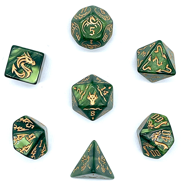 7-teiliges grünes Acryl-Würfel – Board Game Live Bewertung und Preis